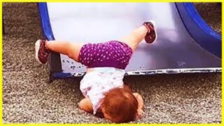 Funny Babies Playing Slide Fails