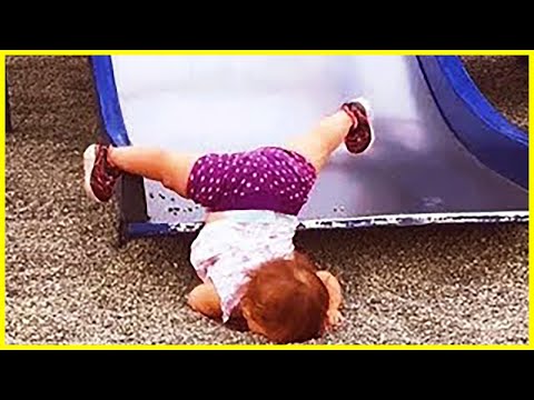 Funny Babies Playing Slide Fails