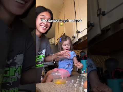 Cracking egg on kid tik tok challenge