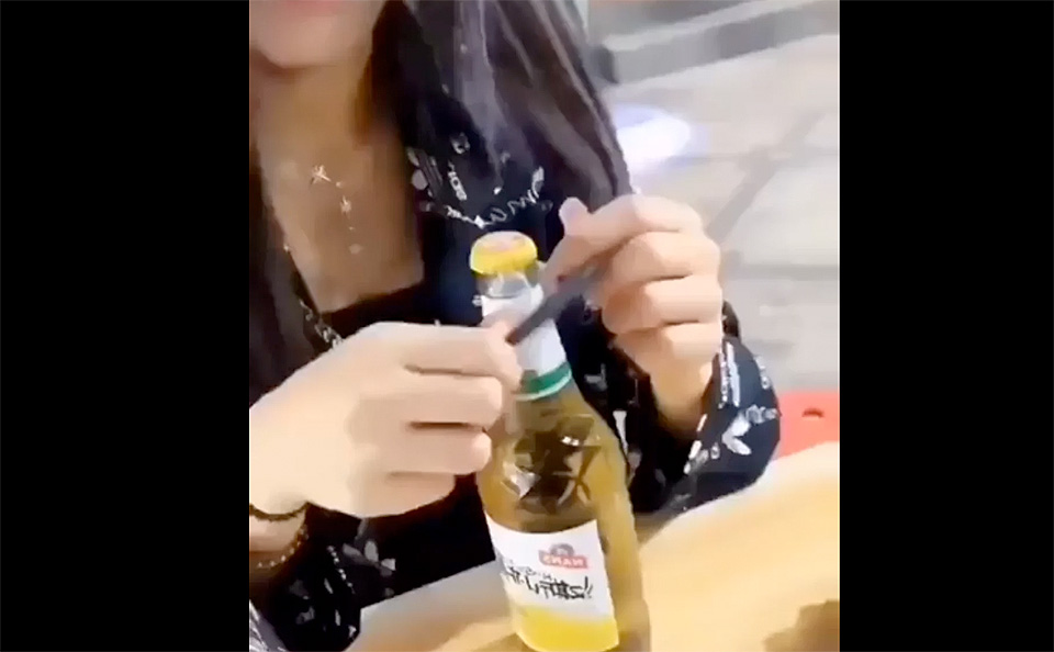 Opening Beer Bottle With Hair