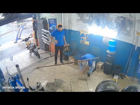 Ouch! Man hit by metal bar…